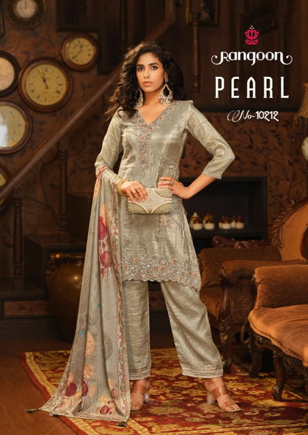 Pearl By Rangoon Gold Cruch Kurti With Bottom Dupatta Exporters In India
